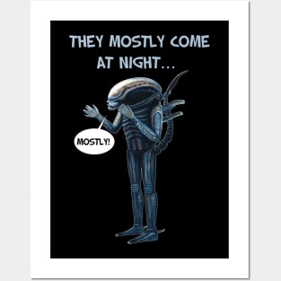 Aliens 1986 movie quote - "They mostly come at night, mostly" MORE CONTRAST Posters and Art